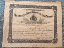 VINTAGE 1928 Certificate of Promotion to the High School picture