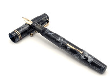 Vintage Mabie Todd Swan 6242 Blue Marble Fountain Pen 14ct Flex Nib Serviced picture
