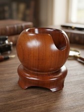 Vintage Dunhill Wooden Pipe Rest Ashtray Made in Italy Brown Wood Tobacciana picture