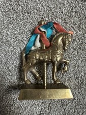 Solid Brass Carousel Horse Figurine Made in India Vintage Style Ribbon Decor picture