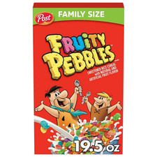 Post Fruity PEBBLES Breakfast Cereal, Gluten Free, Family Size Box, 19.5 oz picture