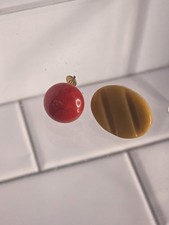 Lot of 2 Mismatched Vintage Bakelite Clip Earrings – Red and Butterscotch picture