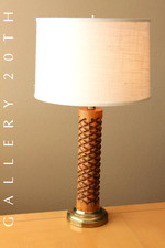 SUPERB MID CENTURY DANISH WOOD TABLE LAMP PINE PATTERN PAUL MCCOBB VTG 50S 60S picture