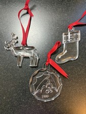 Vintage Orrefors Crystal Christmas Ornaments Lot Of Three 1986 1999 2002 picture