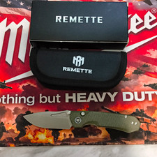 Remette Rhino MC25A Pocketknife Manual Liner Cleaver Plain SS G10 Green Clip picture