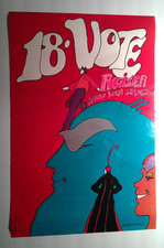 *1972 PETER MAX 18 VOTER REGISTRATION OOP POSTER – PSYCHEDELIC ART / POP ART* picture