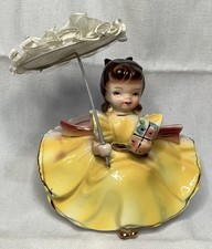 Vintage Ceramic Ruebens Original Girl W/ Umbrella 1959 Japan #502 Vase/Planter picture