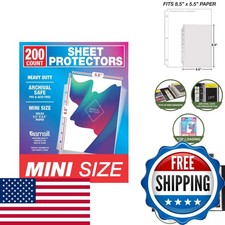 Samsill Mini Sheet Protectors 200 Pack 5.5x8.5 for Mini 3 Ring Binder 7 Hole picture
