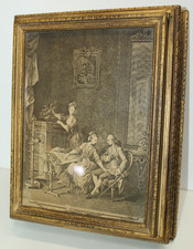Vintage  Framed Victorian Scene - Mirrored Jewelry Dresser Box Very Good Cond picture