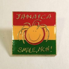 Vtg Jamaica Pin Smile Mon Flag Souvenir For Lapel, Hat, Bag picture