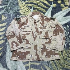 VTG 90s Chocolate Chip Camo Military Button Up Jacket Medium Short USA Army picture