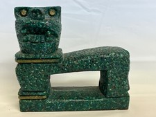 Aztec Mayan Temple Of The Jaguar Throne Crushed Malachite Effigy El Castillo Vtg picture