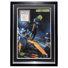 Lando Norris Autographed Formula One F1 2025 World Champion Deluxe Framed Poster picture