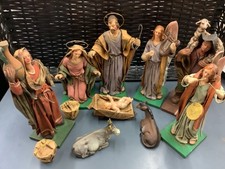 Vtg Italian Cartapesta Paper Maché Nativity Creche 10pc  Italy ds17 picture