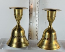 BELLS/CANDLE STICKS/XMAS/PAIR BRASS/ Vintage/TESTED / EUC picture