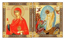 Saint Mary Magdalene Icon Diptych Resurrection Orthodox Folding Religious Gift picture