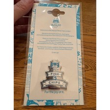 Jellycat Fish & Chips London Enamel Pin Badge Blue White PIN6FCLOGO Selfridges picture