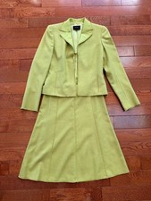 Akris Womens Silk Cashmere Blazer US 4 Chartreuse Fringe Trim picture