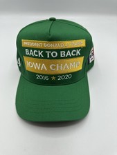 Authentic Rare Cali Fame Trump MAGA Campaign Iowa Champ Green Trucker Hat picture