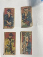 Vintage Japanese Menko Cards Lot of 4 Showa Era Samurai Kabuki Actor Retro Toy picture