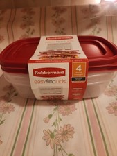 Rubbermaid 5.5 Cup and 8.5 Easy Find Lid Containers Value cups Red Lids picture
