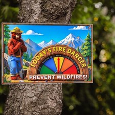 SMOKEY BEAR FIRE DANGER SIGN GAUGE ADJUSTS 8