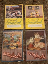 Vintage 1940's-50's Scrapbook LOT Of 4 Christmas Valentines Easter Cards LOADED picture