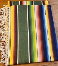 Vintage Huge Mexican Saltillo Handwoven Blanket Serape 92”x 62”Mexico picture