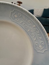 LENOX White Blue Embossed Swedish Lodge Collection Garland Lunch Plates Set of 4 picture