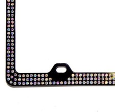 3 Rows Inset Crystal AB Rhinestone on Black License Frame w/ Swarovski Elements picture