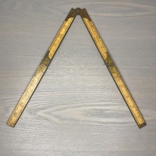 The C.S. Co. NO. 79 1/2 Vintage Boxwood & Brass 24” Folding Woodworkers Ruler picture