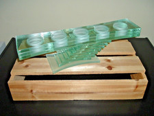 Vintage Party-Lite Stratus Green Glass 5 Tealight Candle Holder Tiered Glass picture