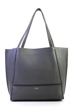 Botkier Womens Pebble Grain Leather Open Top Tote Bag Gray Large Handbag picture