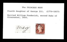 Princess Mary, Duchess of Gloucester and Edinburgh signature 1841 Penny Red 4 VF picture