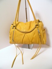 Botkier Mustard Yellow Leather Shoulder Bag With Front Pockets picture