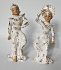 Vintage Lefton China/Asian Pair Chinese Porcelain Figurines Dancing Ladies PB177 picture