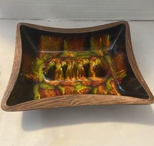 Vintage MCM  Sequoia Ware Orange/Green Burst Ashtray  1203 USA picture