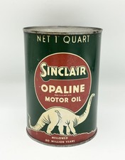 RARE 1930s Sinclair Opaline FULL 1 Quart Dinosaur Advertising Gas Oil Can picture