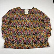 Missoni Sport Womens Wool Blend Blouse Colorful Print Long Sleeve Top Size 46 10 picture