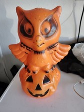 VINTAGE STAR BAND HALLOWEEN OWL ON PUMPKIN BLOWMOLD No Cord 13” **HTF** picture