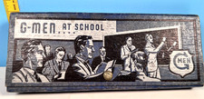 1930's G-Men at School Childs Pencil Case w/Contents School Banners Inside Cover picture