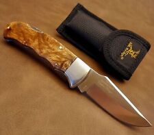 Elk Ridge Gentleman's EDC Burl Hard Wood Folding Pocket Knife w/Belt Sheath picture
