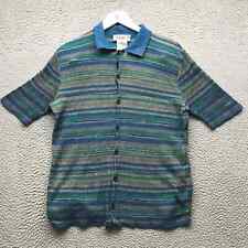 Vintage Missoni Sport Knitted Button Up Shirt Men's M Short Sleeve Striped Mesh picture