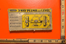 Vintage General Hardware No. 845 Solid Brass 3-Way Plumb & Level Tool with Box picture