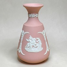 Vintage Wedgwood Pink Jasperware Vase Muses Watering Pegasus Made in England 5” picture