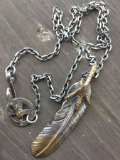 Goros Gold Claw Feather Eagle Hook Chain Necklace Set Vintage Silver JP Authent picture