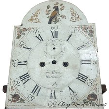 18th C Antique Jr Brown Harleston  Grandfather Clock painted  Dial Movement picture