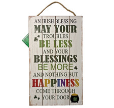 St. Patrick’s Day Irish Blessing Wooden Hanging Wall Sign Decor New With Tags picture