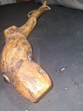 Vintage Handmade Folk Art Shillelagh Irish Cudgel Gnarled Burl Wood Marble Inlay picture