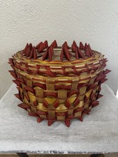 Large Vintage Ho-Chunk Black Ash Fancy Basket HandSigned Artisan Helen Lonetree picture